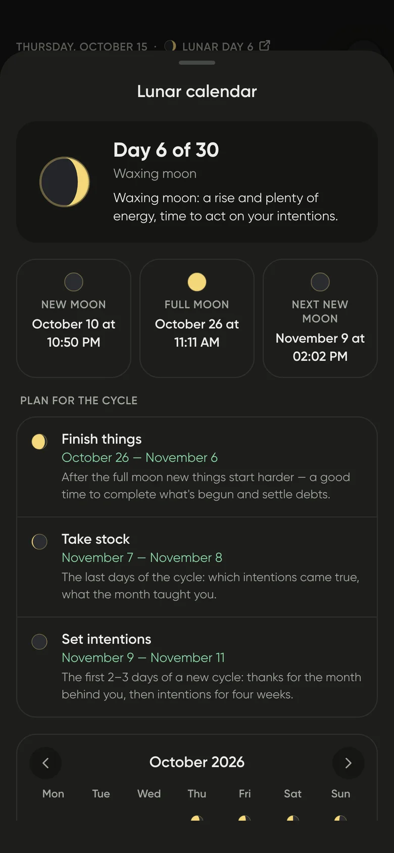 The lunar calendar